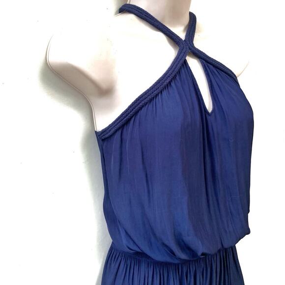 Ramy Brook Navy Mini Dress | High Neck Pleated Cocktail Party Wedding Guest Look - Picture 12 of 16